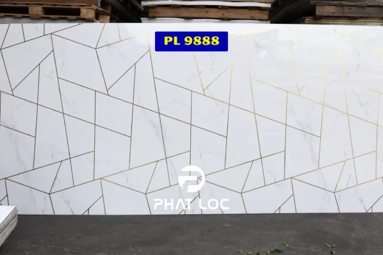 Mẫu PL 9888 – Trắng marble phối ánh kim nổi bật